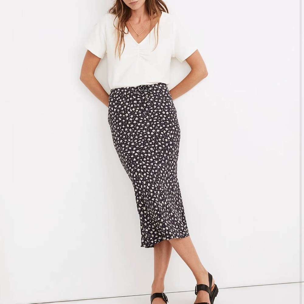 Madewell Drawstring Midi Skirt in Sweet Floral